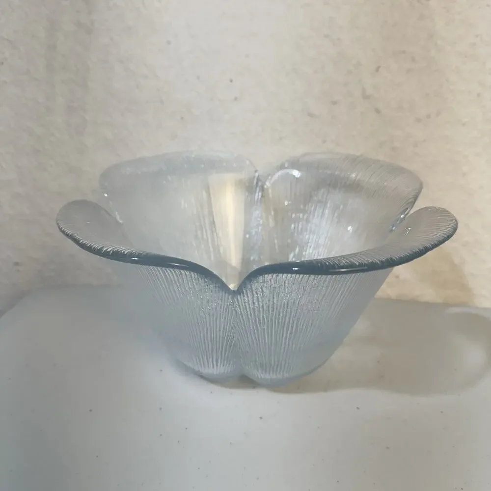 Holmegaard Garni Bowl Flower Petal Clear Glass Danish Serving Dish Copenhagen